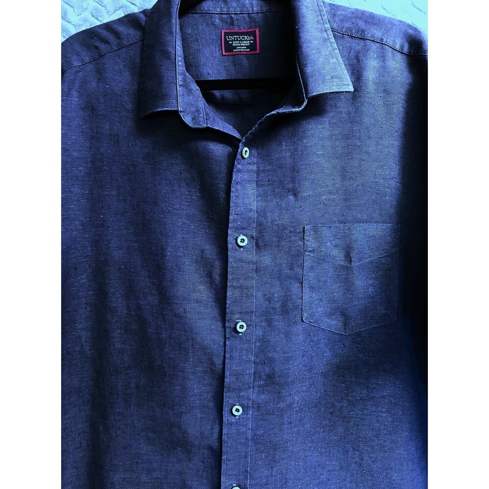 UNTUCKit Men's Casual Button Down Shirt - Dark Blue